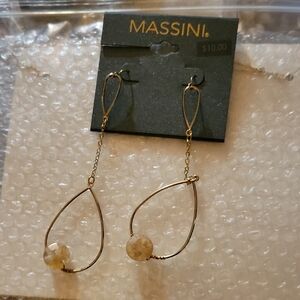 Massini Gold Tone Tear Drop Stone Earrings